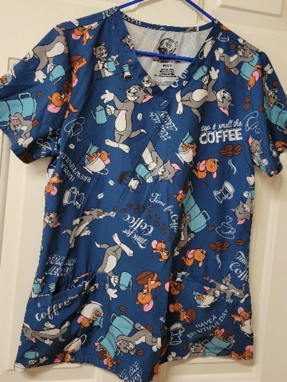 Tom And & Jerry Coffee Cherokee Scrubs Unisex Scrub Top M Medium
